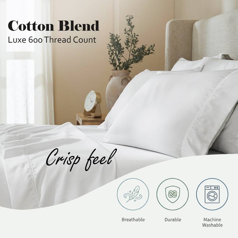 Superior Pandora Cotton Blend Embroidered 600 Thread Count Pillowcases, Set of 2