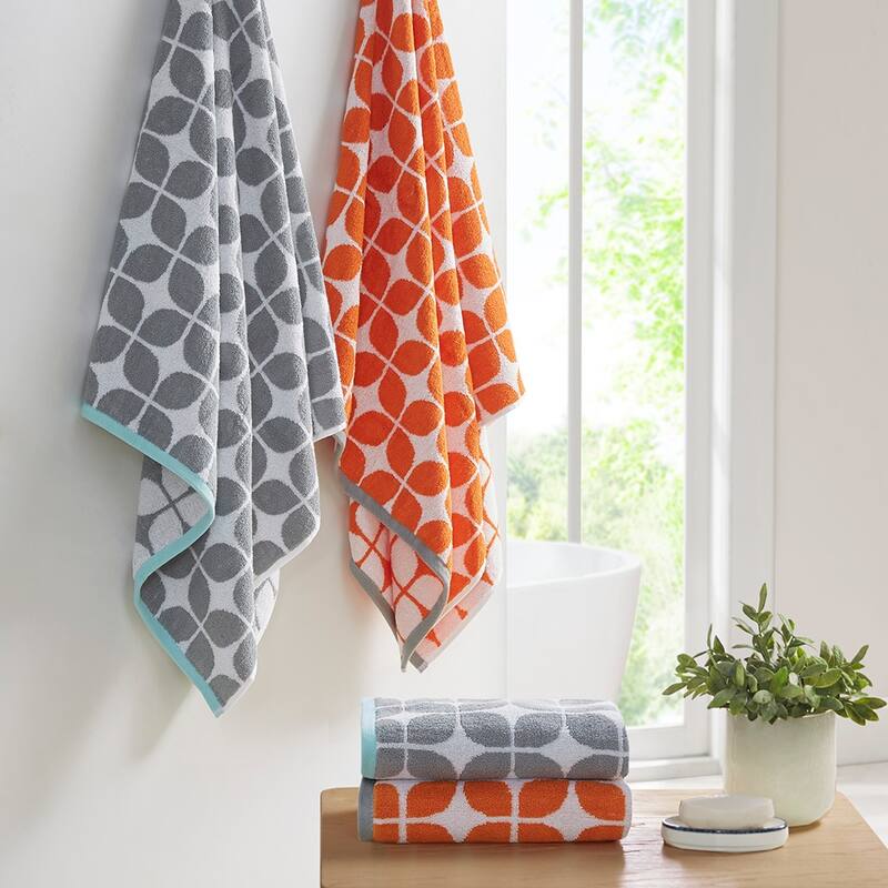 6 Piece Cotton Jacquard Bath Towel Set - N/A