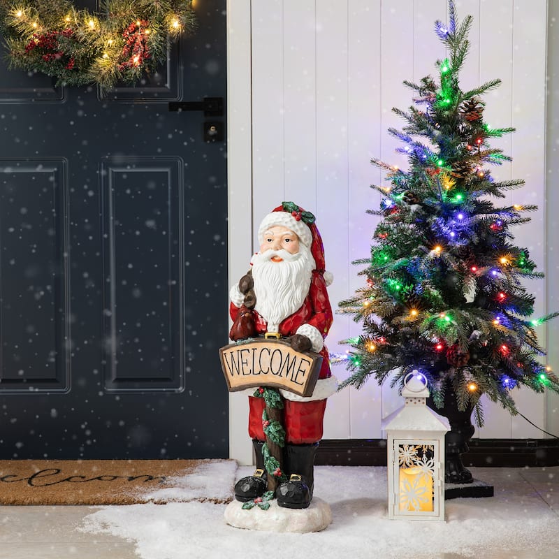 Glitzhome 28"H MGO Christmas Santa Porch Decor - 28"