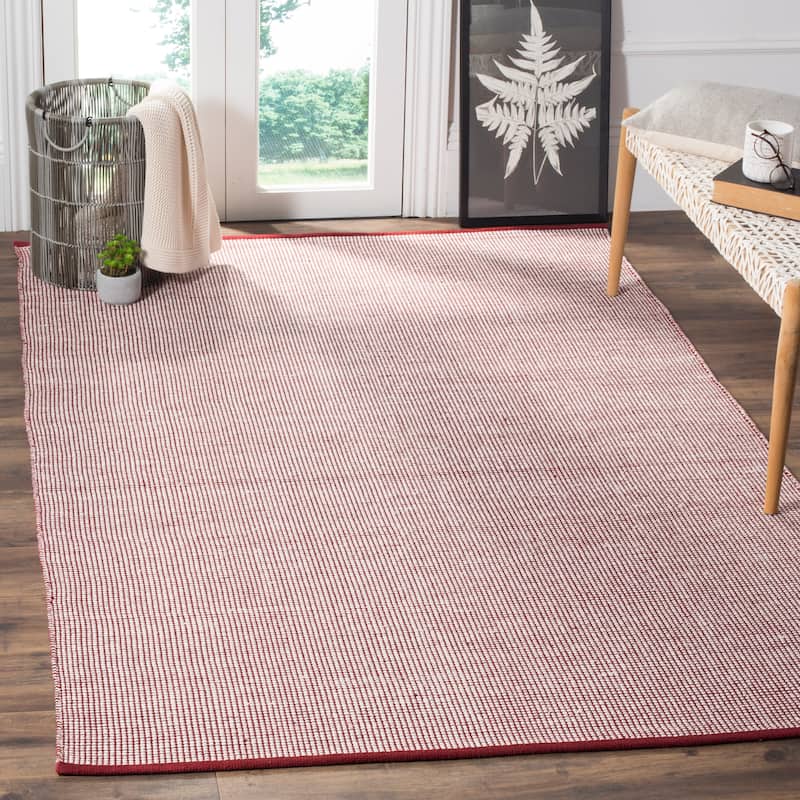 SAFAVIEH Handmade Flatweave Montauk Mariko Casual Cotton Rug - 3' x 5' - Ivory/Red - Rectangle