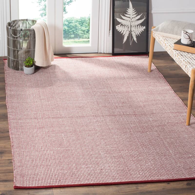 SAFAVIEH Handmade Flatweave Montauk Mariko Casual Cotton Rug - 4' x 6' - Ivory/Red