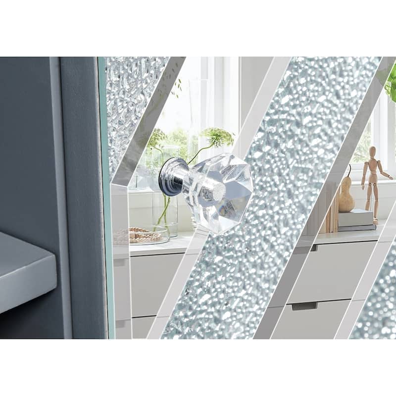 Mirror TV Media Console with Diamond Glass Doors