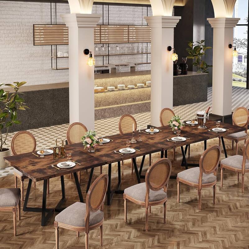 Square Dining Table Set, Industrial Dinner Table with Metal Base for Bar, Coffee Shop, Resturant