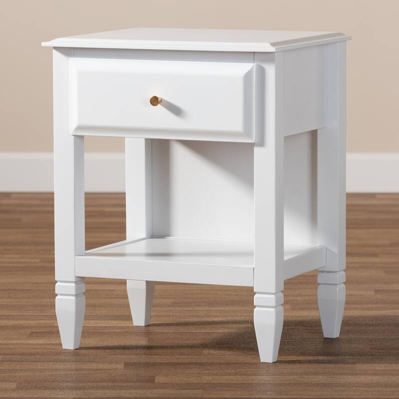 Naomi Classic and Transitional 1-Drawer Bedroom Nightstand