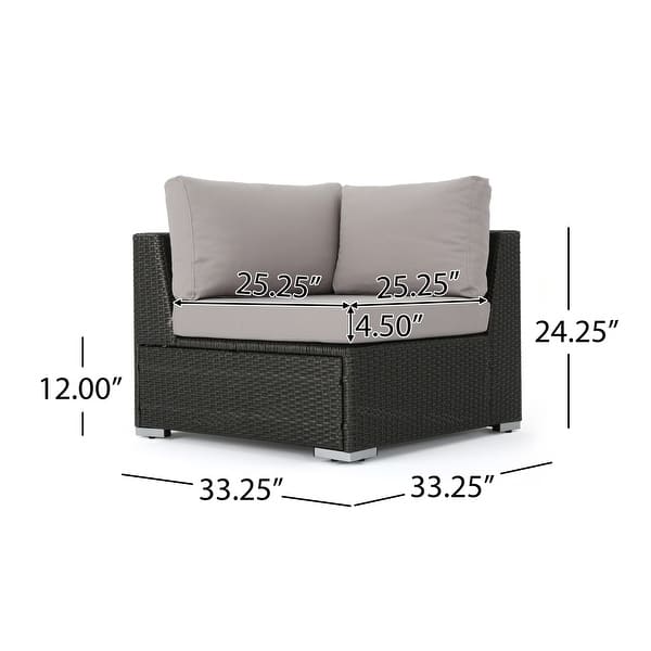 dimension image slide 9 of 15, Christopher Knight Home Santa Rosa Outdoor 7-piece Wicker Seating Sectional Set