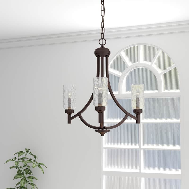 3-Light Aged Bronze Candle Chandelier - 21.93" x 77" x 21.93"