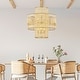 preview thumbnail 6 of 14, KAWOTI 6-Light Gold Tiered Chandelier Pendant Light with Rattan Shade - 26 '' L x 26'' W x 47.75'' H