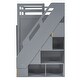 preview thumbnail 37 of 38, Twin Size Loft Bed with Large Pull-Out Wardrobes and Two-Tone Storage Stairs, Solid Wood Loft Bedframe with Storage Shelves