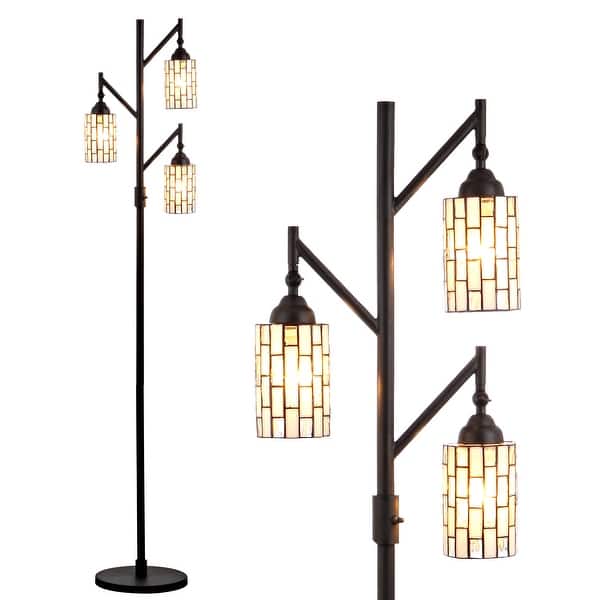 slide 1 of 9, Lewis Tiffany-Style 71" Multi-Light LED Floor Lamp, Bronze by JONATHAN Y - 71" H x 26.5" W x 11.88" D