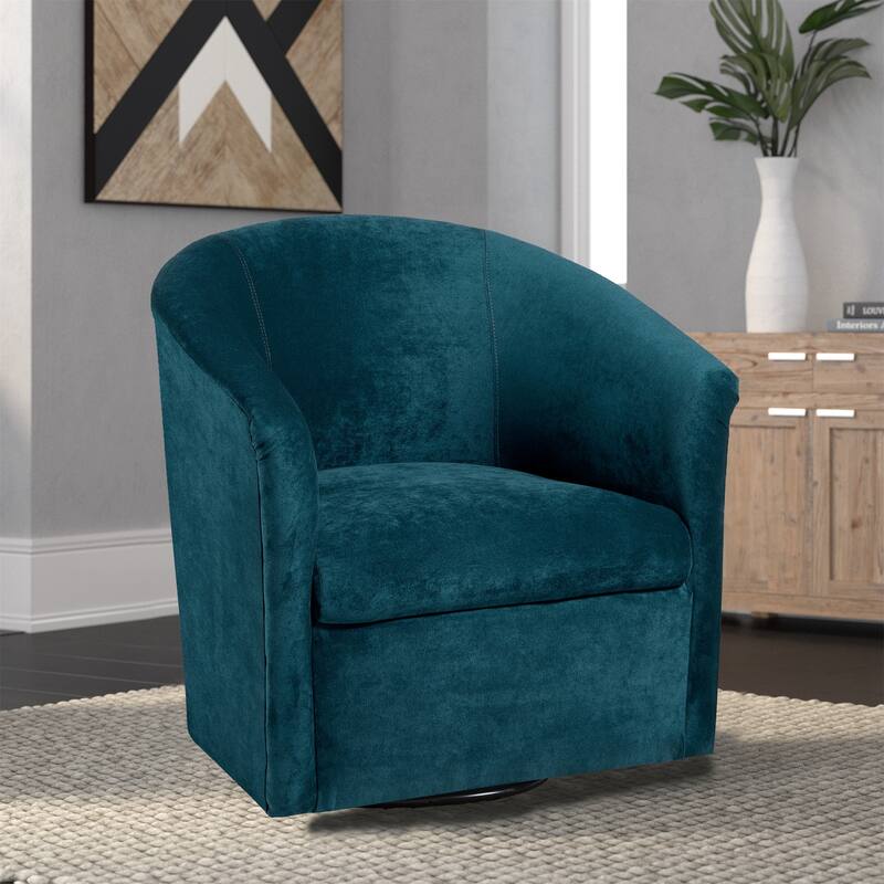 Microfiber Upholstered Swivel Chair W/ Hardwood Frame & Swivel Base