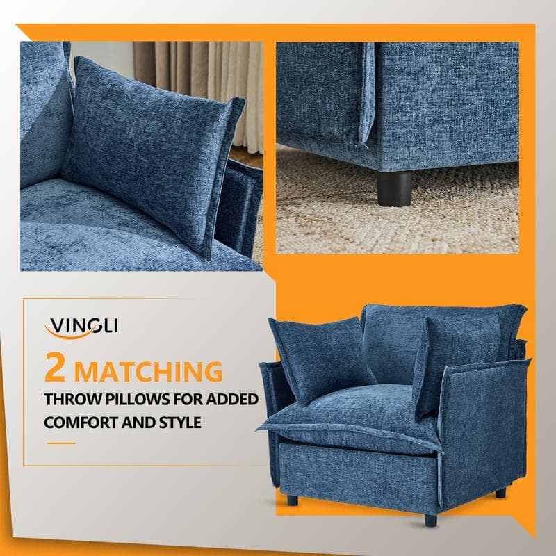 Chenille Upholstered Skirted Arm Chair Accent Chair With Thin Arms For Living Room