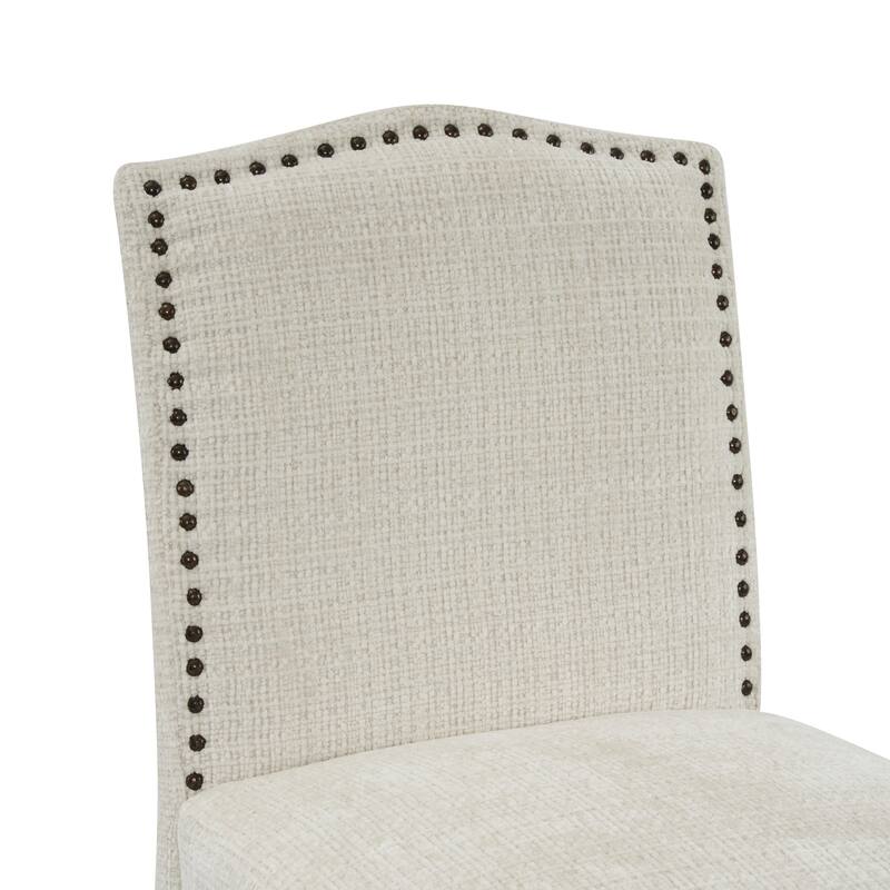 Counter Height Upholstered Bar Stools Set of 2 with Fabric Seating and Rubberwood Legs for Kitchen Island, Dining Room