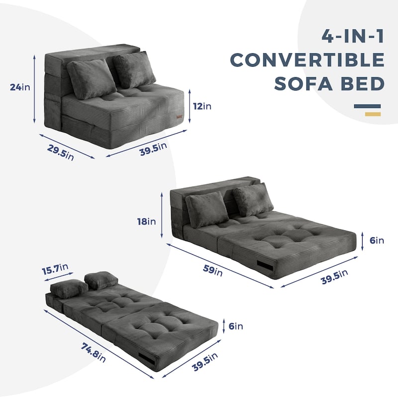 Corduroy Convertible Sofa Bed,Floor Sleeper Sofa