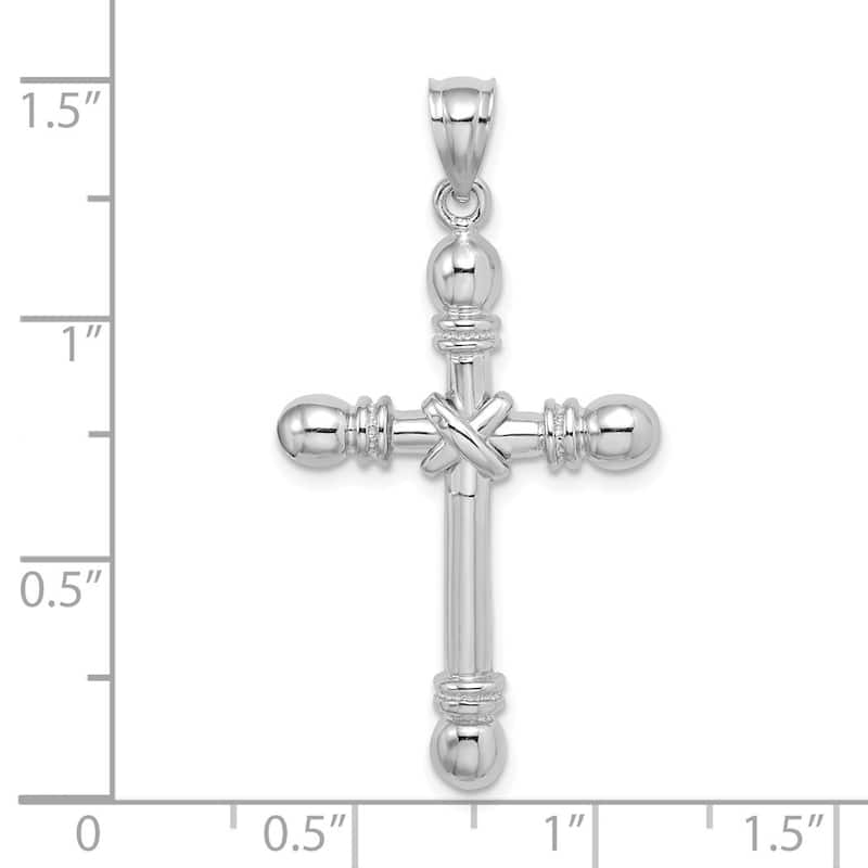 Curata 14k Yellow or White Gold Cylinder Tube Cross With X Center and Ball Tips Necklace 21mmx39mm