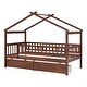 preview thumbnail 7 of 27, Twin Size Wooden House-shaped Bed with Two Drawers and Sky Roof Design