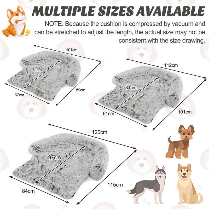 Costway Plush Calming Dog Couch Bed with Anti-Slip Bottom Plush Mat - Gray
