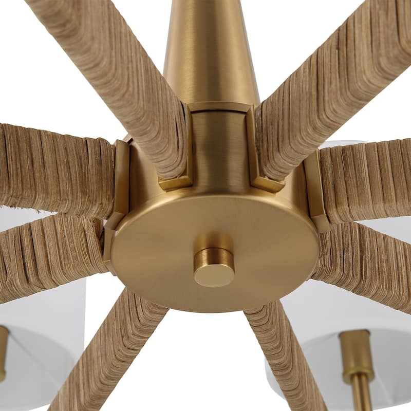 8-Light Rattan Wrapped Ceiling Chandelier - 32"