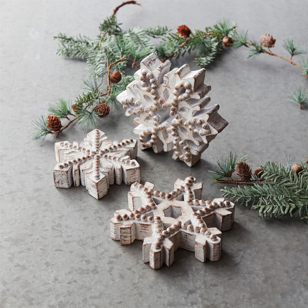 Winter Snowflake Christmas Decorations - 6.5" - Set of 3