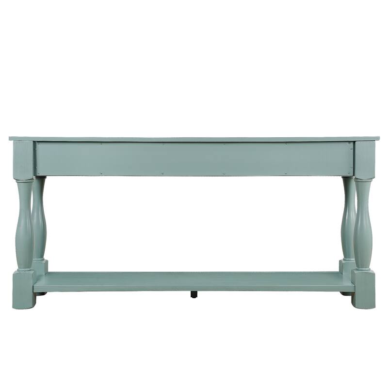 Solid Wood Console Table with 3 Drawers and Bottom Shelf