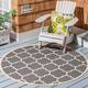 SAFAVIEH Courtyard Kathy Indoor/ Outdoor Waterproof Patio Backyard Rug - 5'3" x 5'3" Round - Anthracite/Beige
