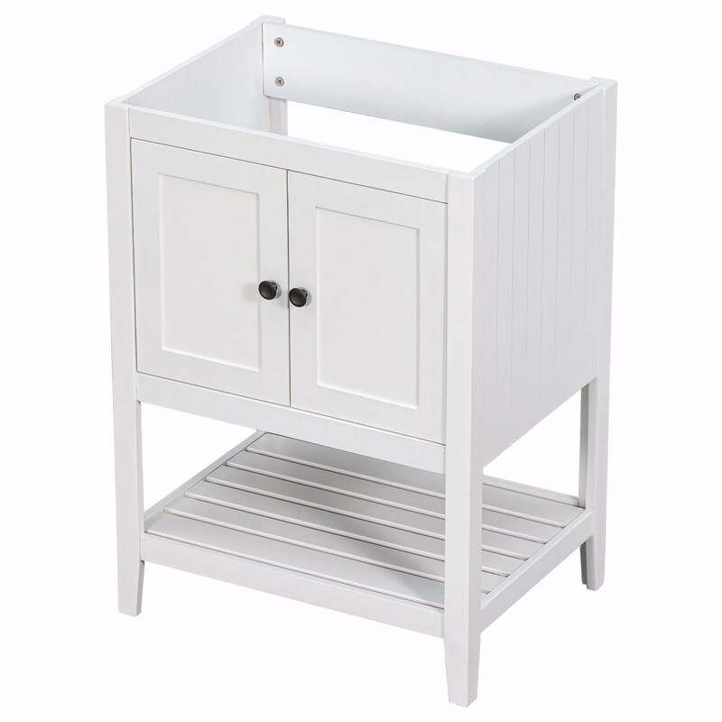 24" Bathroom Vanity with Ceramic Sink and Open Shelf