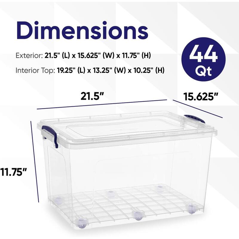 Superio Clear Deep Wheeled Storage Container with Lid - Capacity: 44 qt