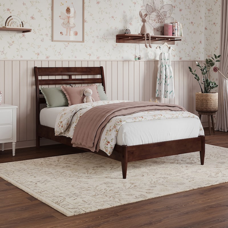 Savannah Solid Wood Low Profile Platform Bed - Walnut - Twin