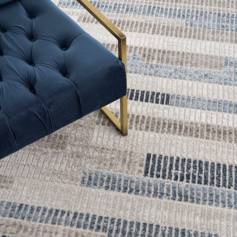 Hauteloom Calum Living Room, Bedroom Area Rug - Farmhouse - High Pile - Pink,Gray - 7'9" x 9'6"