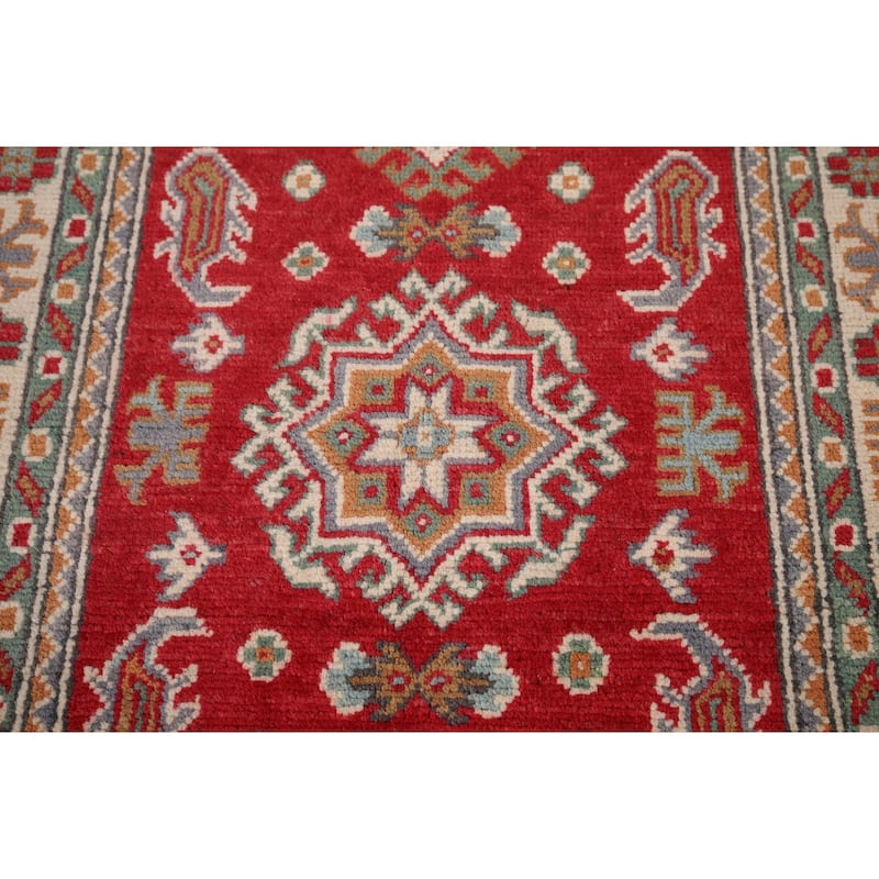 Red Kazak Rug Hand-Knotted Oriental Foyer Wool Carpet - 2'6" x 4'1"