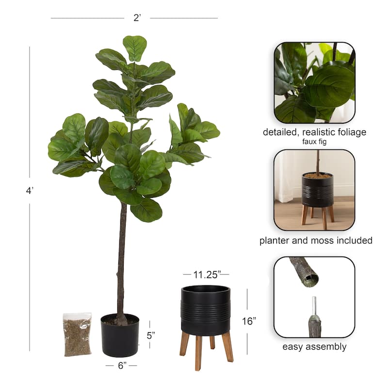 Kate and Laurel Fidmont Faux Fiddle Fig Tree