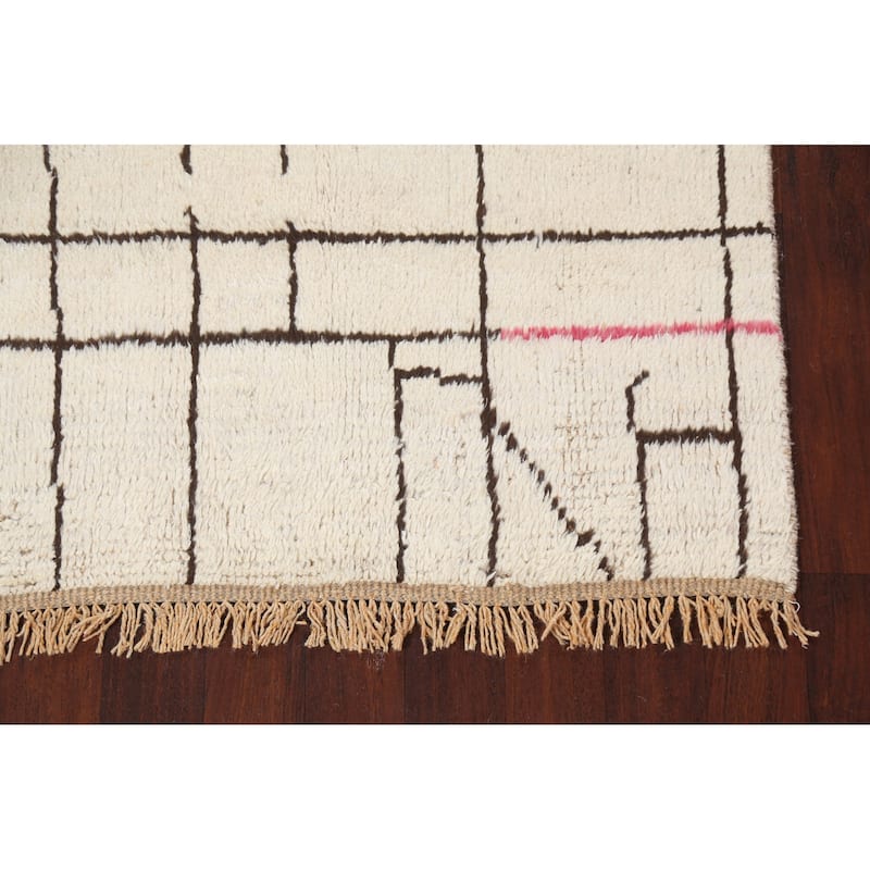 Tribal Moroccan Oriental Wool Area Rug Hand-knotted Decorative Carpet - 4'1" x 6'4"