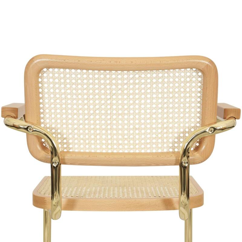 Breuer Chair Company Marcel Breuer Cesca Cane Cantilever Armchair Arm Chair w/ Brass Steel Frame (Various Wood & Cane Colors)