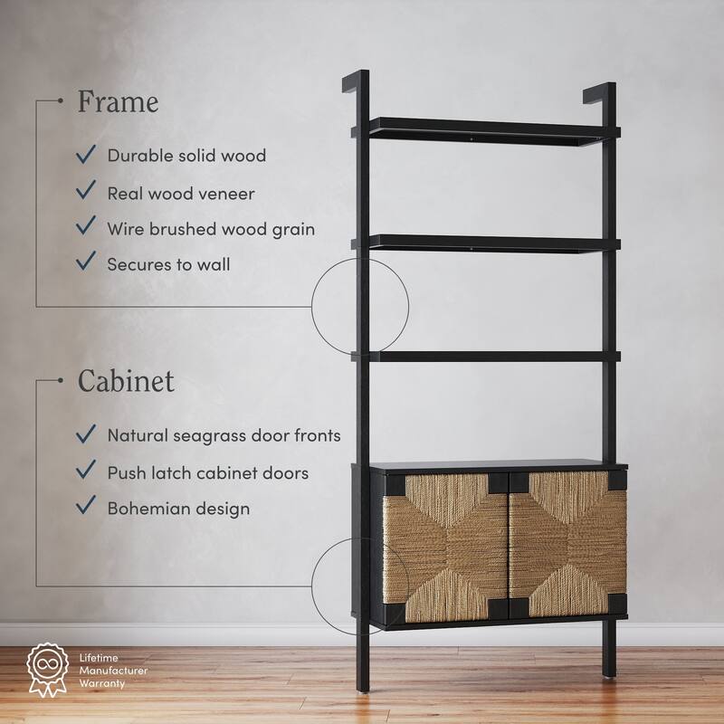 Nathan James Theo Open Shelf Industrial Bookcase with Drawers or Cabinets
