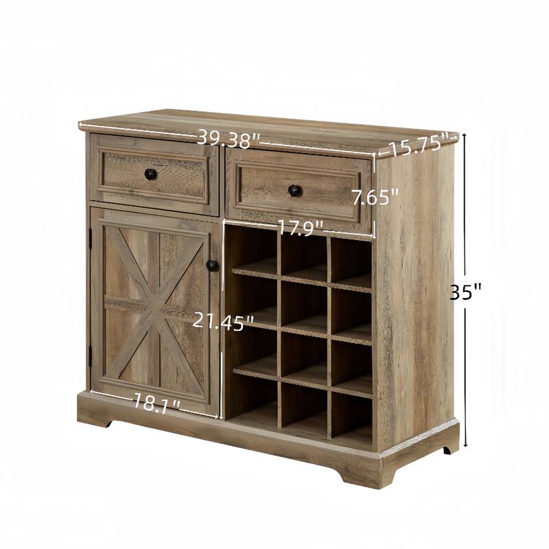 Buffet Sideboard with 2 Drawers and Removable Shelves