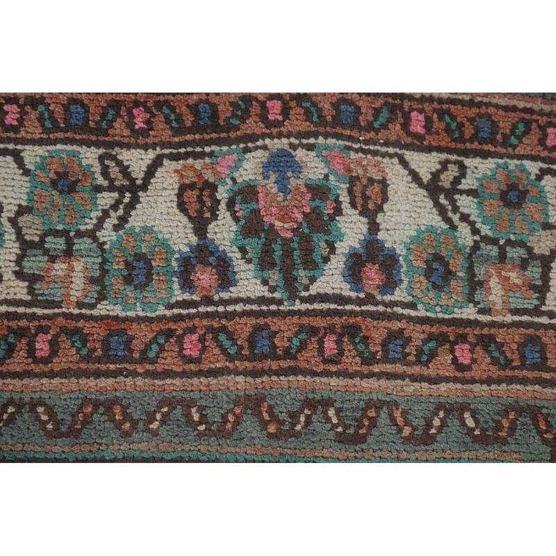 Traditional Hamedan Persian Vintage Rug Hand-Knotted Wool Carpet - 7'0"x 10'6"
