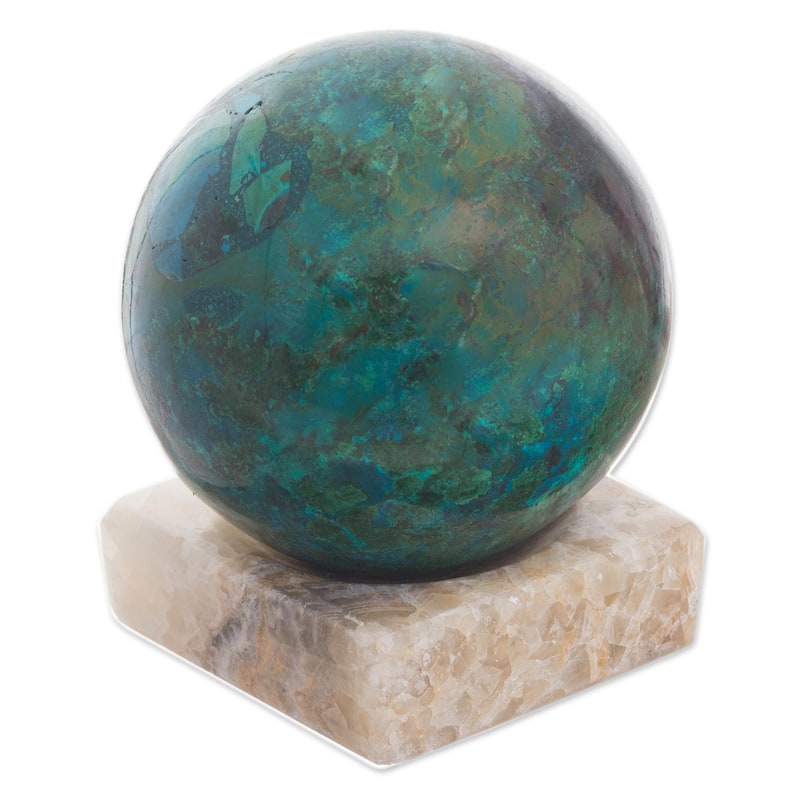 Novica Handmade Blue-Green World Chrysocolla And Jasper Gemstone Sculpture