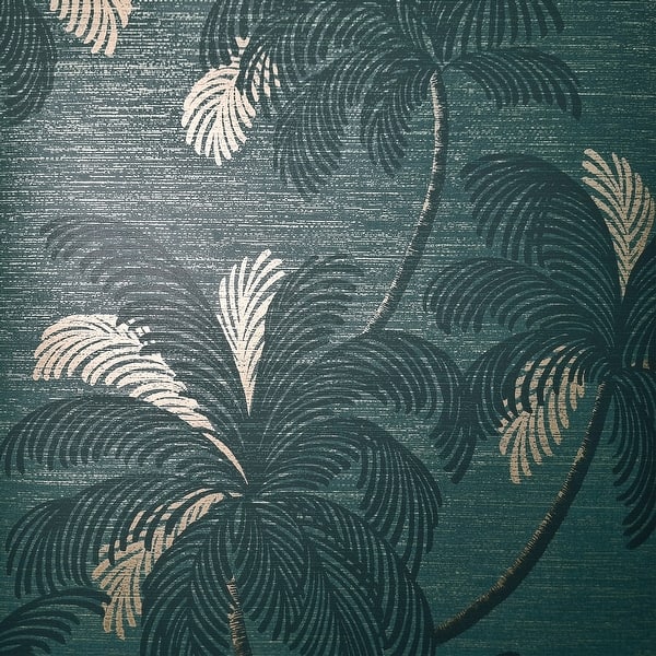 Fine Decor Jones Teal Palm Tree Wallpaper - Bed Bath & Beyond - 43208656