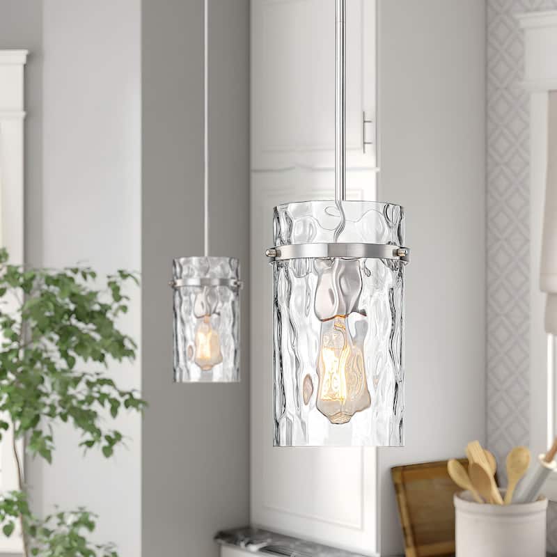 Starsky Modern Clear Hammered Glass Kitchen Island Pendant Light - Nickel（2PC）