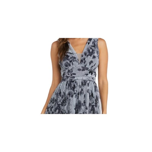 annabelle knit satin formal dress Betsy & Adam Plus Foil Printed Mesh Gown - Navy/Gold main image 0