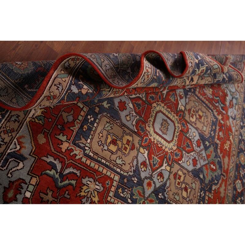 Orange Heriz Serapi Oriental Area Rug Hand-Knotted Wool Carpet - 8'7"x 12'0"