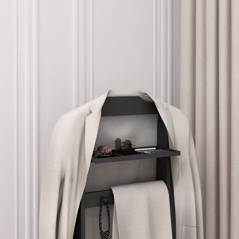Accent Portable Garment Rack, Clothes Valet Stand with Storage Organizer, for Bedroom, Living room