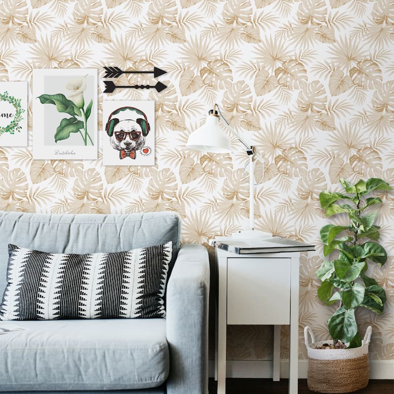 SUSSEXHOME Removable Wallpaper-Waterproof, Strippable, Light Resistance & Cleanable Wall Paper Roll-Wallpaper-Palms