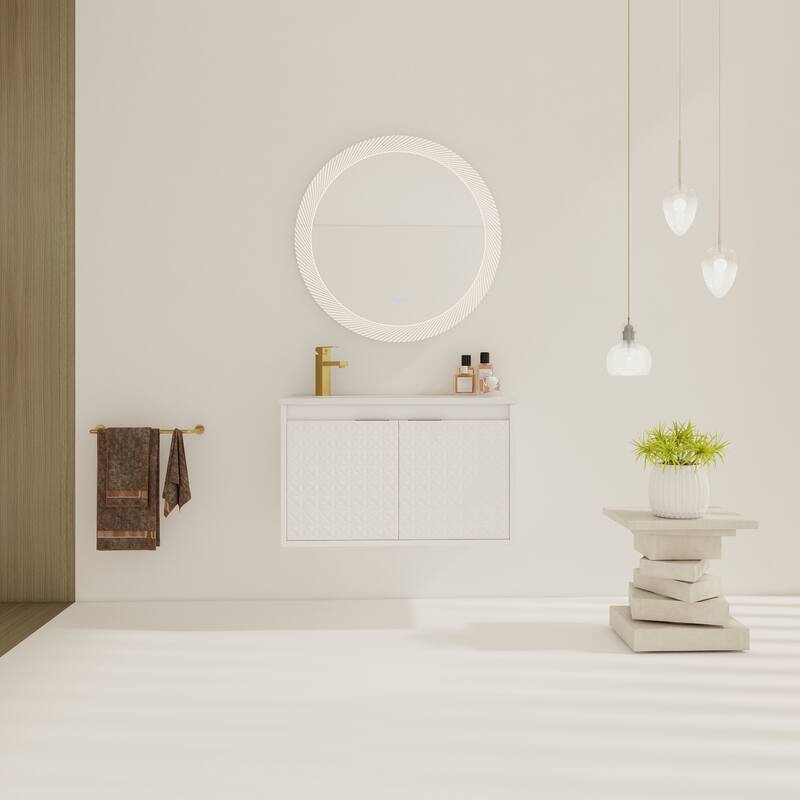 30 Inch Wall Mounted Bathroom Vanity with Sink,Soft Close Doors, For Small Bathroom - White