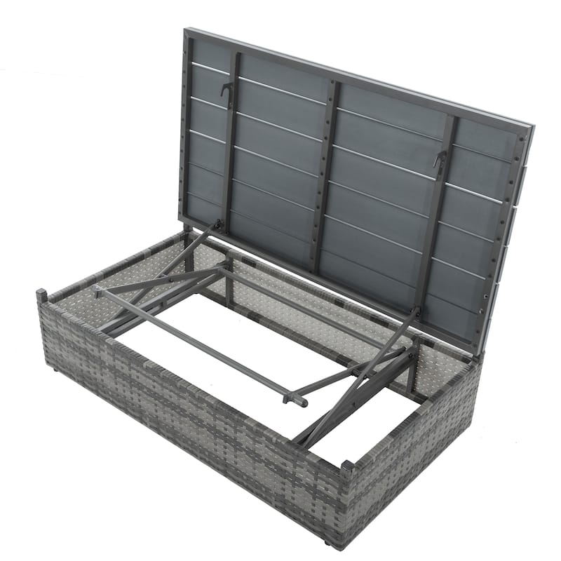 5 Pieces PE Wicker Outdoor Sectional Sofa Set with Lift-Top Coffee Table