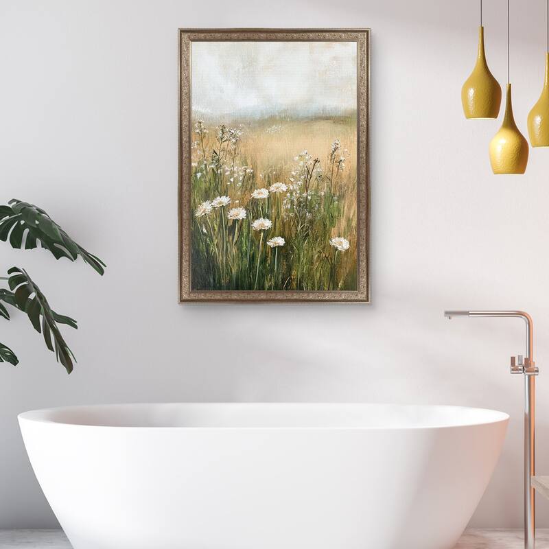 Masterpiece Art Gallery| A Few White Flowers by Petals Prints Design - Framed Canvas Art Print