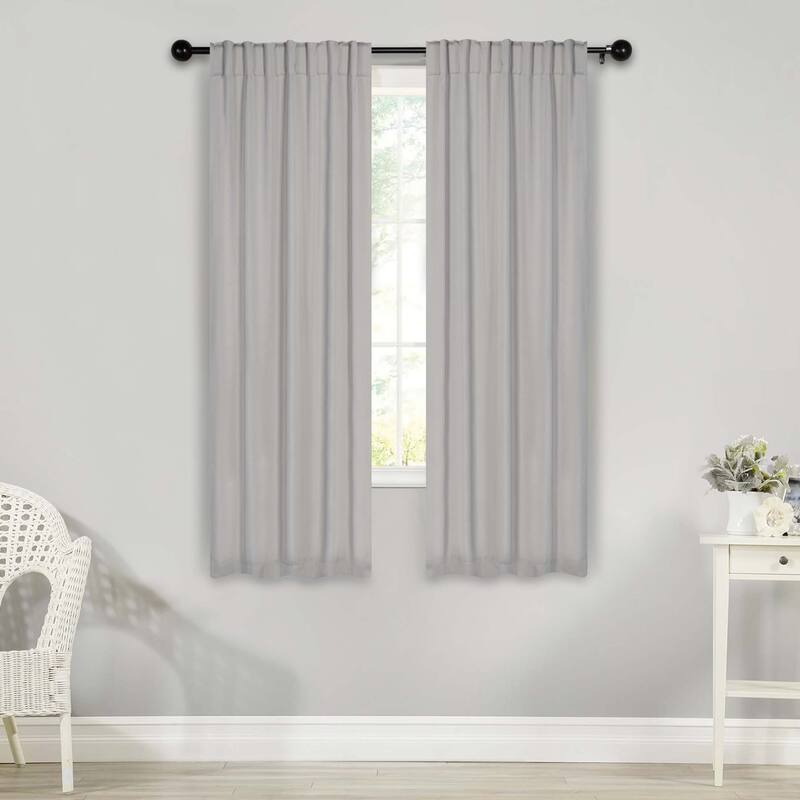 Superior Solid Machine Washable Room Darkening Curtains with Back Tabs, Set of 2