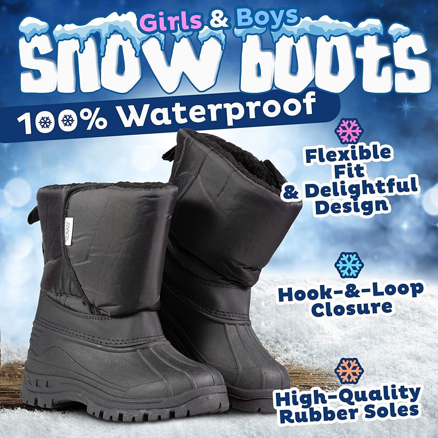 Boys and Girls ZOOGS Kids Snow Boots for Toddlers