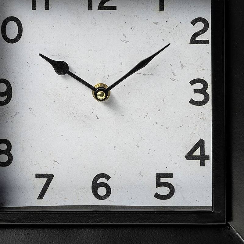 HomeRoots 11" Black Fabric Table Clock - 4.25' X '10.75' X '9.25