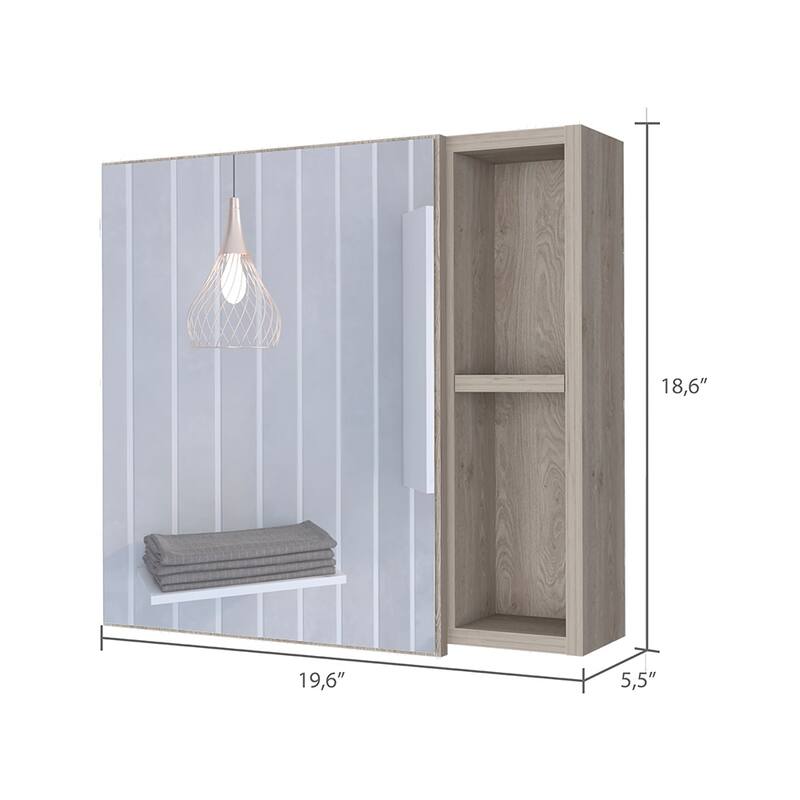 Medicine Cabinet, Three Internal Shelves, Single Door, Two External Shelves