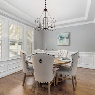 Farmhouse Rustic 6-light Drum Chandelier Coastal Candle Celing Light for Living/ Dining Room - D21"x H 23.5"